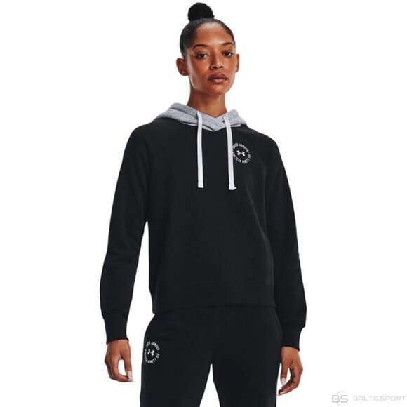 NWT Under Armor Rival Fleece Black and Gray Colorblock Hoodie Size Large - Picture 1 of 9
